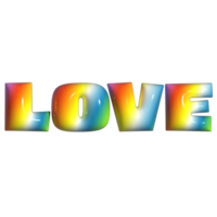 Glossy colorful love text 3d png