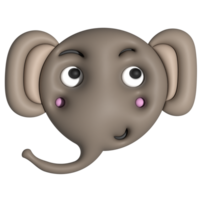 elefante divertente viso cartone animato 3d png