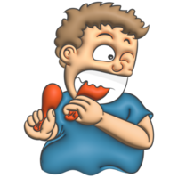 Funny cartoon man eating png