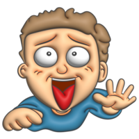 divertente viso cartone animato uomo 3d gesto png