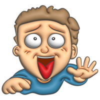 Funny face cartoon man 3d gesture png