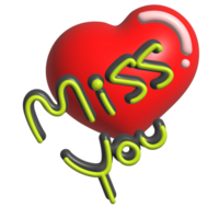 Miss you with a red heart png