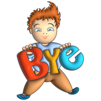 Child cartoon with glossy bye colors png