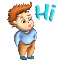 Boy cartoon say hi 3d gesture png