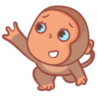 Cute monkey cartoon gesture png