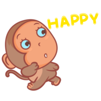 Little monkey say happy cartoon gesture png