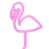 Neon flamingo bird heart for decor png