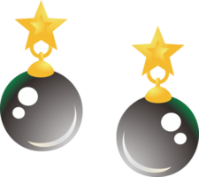 negro perla arete con oro estrella png