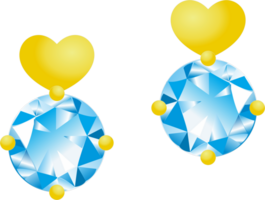Blue gemstone earring with heart gold png