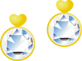 Diamond with heart gold earring png