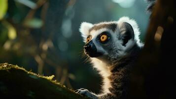 Close-up of a ring-tailed lemur, Madagascar . Generative AI photo