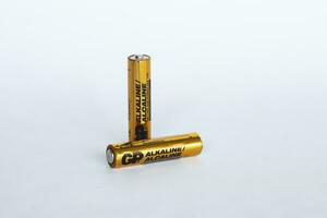 Yogyakarta, 11 July 2023. GP alkaline batteries isolated on white background. photo