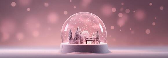 Snow globe decorated with christmas lights bokeh background. photo