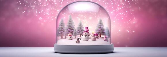 Snow globe decorated with christmas lights bokeh background. photo