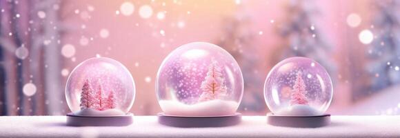 Snow globe decorated with christmas lights bokeh background. photo