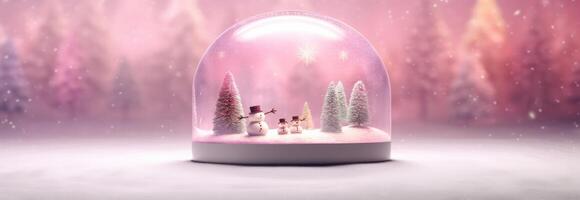 Snow globe decorated with christmas lights bokeh background. photo