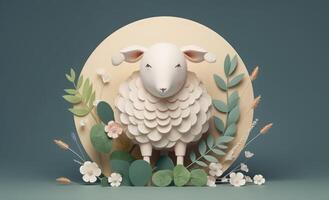 3D rendered sheep image for Eid al-Adha holiday. photo