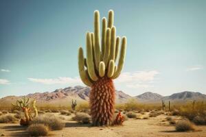 foto de cactus árbol en el medio de el desierto. generativo ai