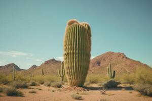 Photo of cactus tree in the middle of the desert.