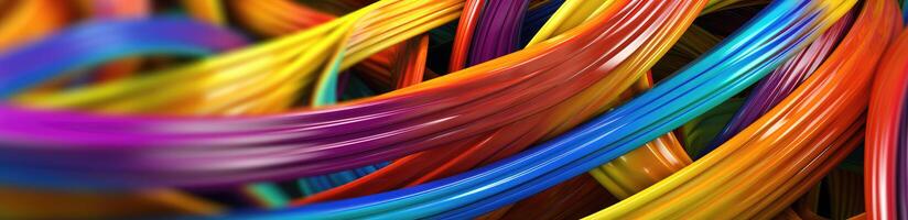 Abstract wavy colorful cable background. Generative AI photo