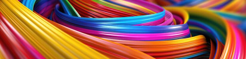 Abstract wavy colorful cable background. Generative AI photo