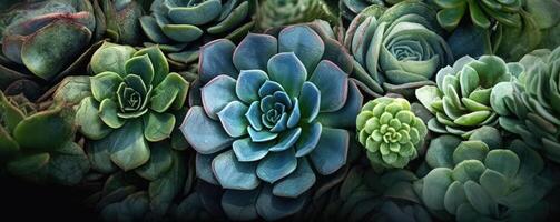 Arrangement of succulent flowers. Generative AI photo