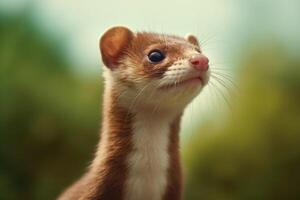 Close-up photo of ferret animal. wildlife photography.