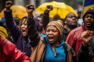 A powerful shot of a protest march for a social cause. photo