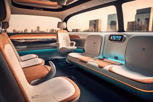 A close - up shot of the cutting - edge technology in the interior of an autonomous vehicle. photo