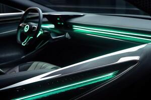 A close - up shot of the cutting - edge technology in the interior of an autonomous vehicle. photo