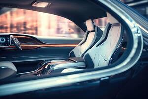 A close - up shot of the cutting - edge technology in the interior of an autonomous vehicle. photo