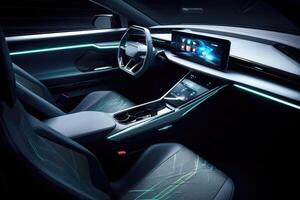 A close - up shot of the cutting - edge technology in the interior of an autonomous vehicle. photo