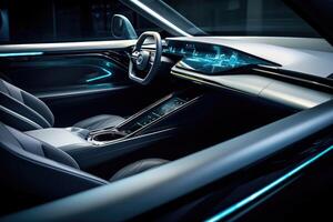 A close - up shot of the cutting - edge technology in the interior of an autonomous vehicle. photo