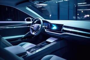 A close - up shot of the cutting - edge technology in the interior of an autonomous vehicle. photo