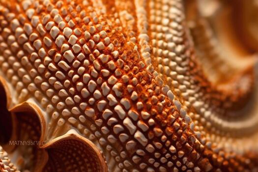 The intricate patterns and textures of a seashell in a close - up shot. photo