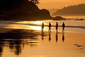 el tranquilidad y belleza de un sereno playa a puesta de sol. generativo ai foto