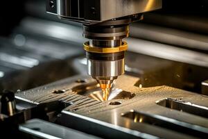 CNC machine photo. A close - up of a milling process. photo