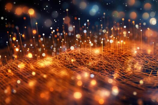 Close-up, seamless transfer and storage of big data on the internet, capturing the essence of cloud computing. photo