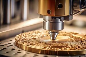 CNC machine photo. A close - up of a milling process. photo