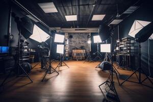 A close - up view of a modern photo studio, showcasing the professional equipment and setup.