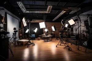A close - up view of a modern photo studio, showcasing the professional equipment and setup.