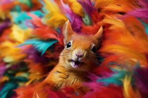 Colorful funny animal photo. Generative AI photo