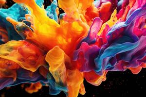 A vibrant and colorful abstract composition with flowing paint splashes. Generative AI photo