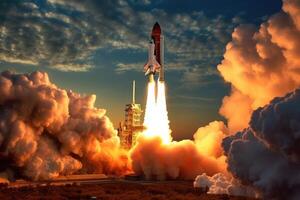 The excitement and wonder of a new space rocket lift - off with a close - up view. photo