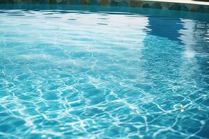 un cerca - arriba foto de el yate nadando piscina, capturar sus cristal - claro turquesa agua y lujoso comodidades. generativo ai