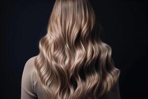 A close - up photo that showcases the balayage effect on hair from the back view. Generative AI