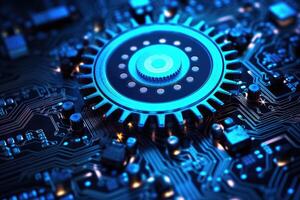 A close - up photo that illustrates the concept of abstract futuristic digital technology and engineering.