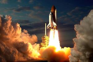The excitement and wonder of a new space rocket lift - off with a close - up view. photo