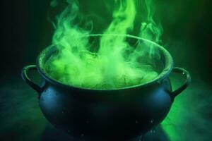 A vibrant image of a witch cauldron shot from a low angle. Generative AI photo