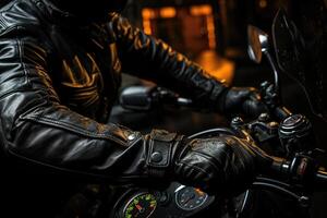 Grip Of Control - A Lifestyle Image Focusing On A Biker's Hand Gripping The Throttle Of A Motorcycle. photo